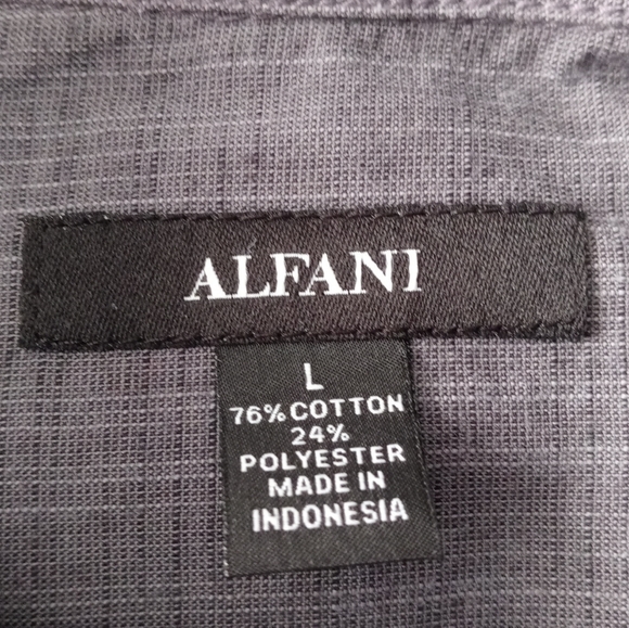 AFANI MEN SHORT SLEEVE BUTTON-DOWN SHIRT. SIZE L. COLOR GRAY - Picture 3 of 12
